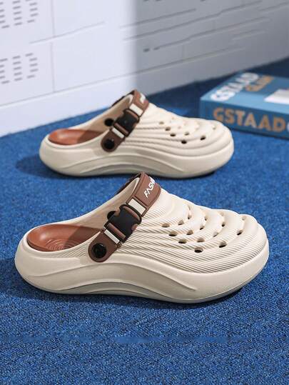 صنادل قابلة للارتداء بدون ربط قاعدة سميكة مريحة وقابلة للتنفس للرجال، عصري ومتعدد الاستخدامات للصيف