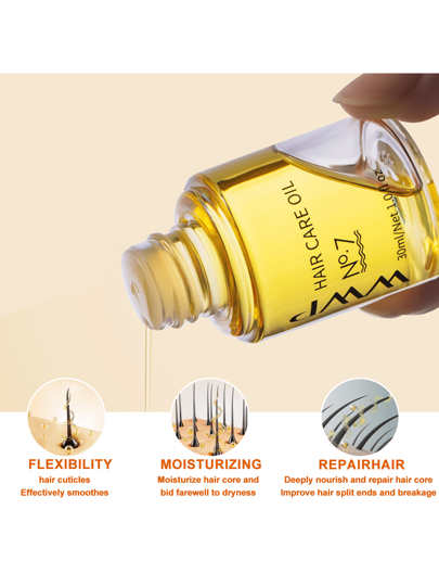 زيت طبيعي أساسي لتنعيم الشعر، معالجة الشعر التالف من صبغ أو تجعيد، يعمل على ترطيب البشرة والشعر الجاف والمتقصف، خفيف وسريع الامتصاص، ذو تركيز غني ومقوي للشعر، مناسب للرجال والنساء ، مناسب لجميع أنواع الشعر