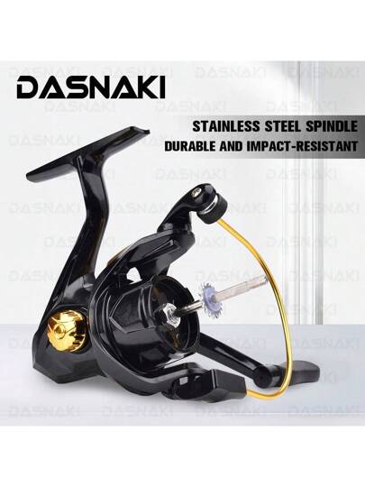 بكرة ذهبية ماتورية كاملة المعدن من DASNAKI مع 13 + 1 لاقط كُرات، بنسبة تروس 5.2:1، بمقبض مصنوع من الإيفا