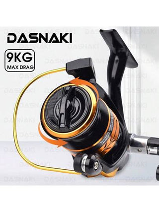 بكرة ذهبية ماتورية كاملة المعدن من DASNAKI مع 13 + 1 لاقط كُرات، بنسبة تروس 5.2:1، بمقبض مصنوع من الإيفا