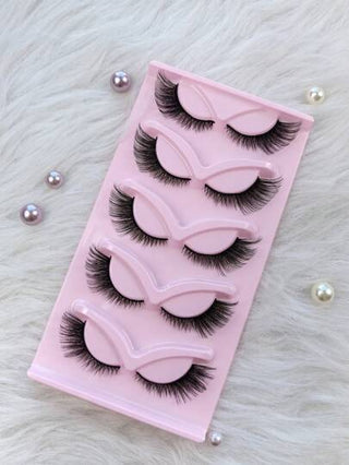 5 أزواج رموش مستعارة على شكل عين القطة، رموش المانجا مزيفة من نوع المينك، رموش طبيعية طويلة بنهاية مجنحة، رموش ممتدة للعين على شكل عين الثعلب، رموش مستعارة طبيعية المظهر قصيرة الإمتداد للماكياج