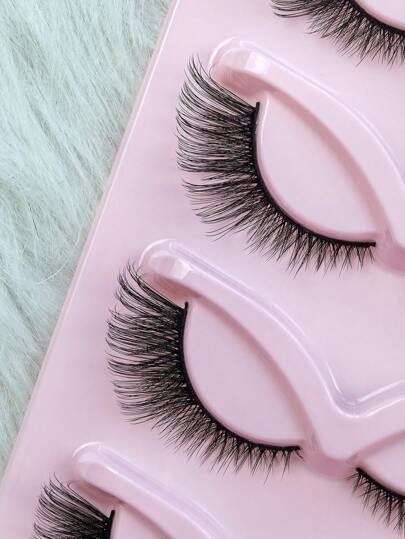 5 أزواج رموش مستعارة على شكل عين القطة، رموش المانجا مزيفة من نوع المينك، رموش طبيعية طويلة بنهاية مجنحة، رموش ممتدة للعين على شكل عين الثعلب، رموش مستعارة طبيعية المظهر قصيرة الإمتداد للماكياج
