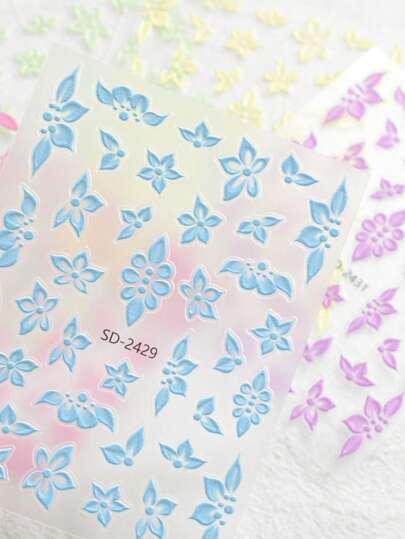 6 لصاقات أظافر بتصميم الأزهار الملونة، بتلات الكرز الياباني والكوري أنيق وأنيق، ملصقات لتزيين الأظافر، منتجات الأظافر للسيدات والفتيات، هدايا المناسبات