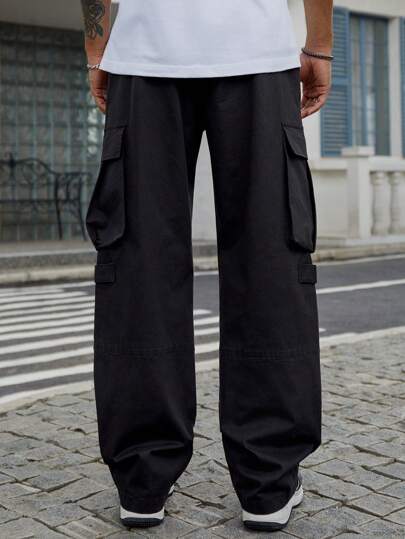 Manfinity EMRG بناطيل كارجو رجالية عملية عصرية ذات لون قطعي