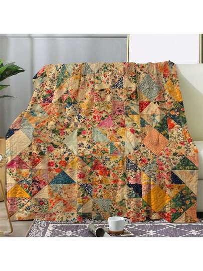 بطانية ملمس ناعم قطن وأكفان الزهور القديمة قطعة معكرونية، متعدد الاستخدامات للأريكة والسرير والسيارة والمكتب والتخييم، هدية مريحة لجميع المواسم ذات نمط زهور قديمة حمراء