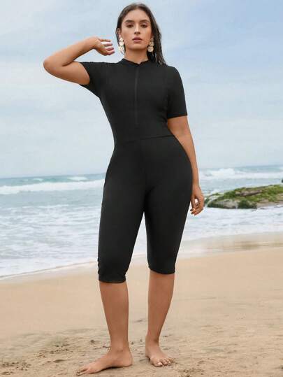 Swim Mulvari 1 قطعة بدلة سباحة قطعة واحدة أسودللمرأة كبيرة الحجم مع تنورة