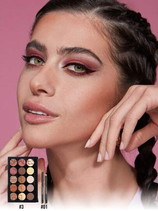 Misslyn مجموعة مكياج ظل العيون وأقلام التحديد من MISSLYN - قلم رصاص كحل ملمع مائي وقابل للنْحت وناعم، مع ألوان متدرجة للظلال الفاتحة في درجات النيود، لوحة 15 ظل عيون