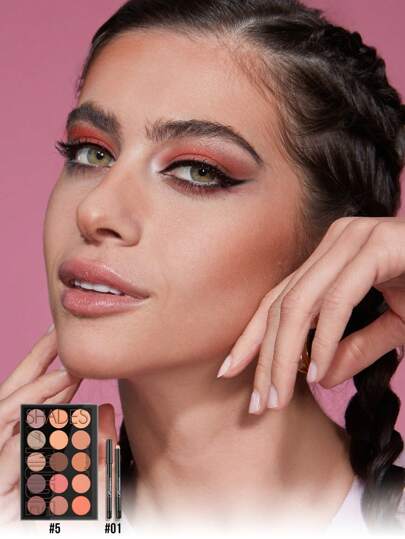 Misslyn 2 قطعة مجموعة مكياج ظلال العيون والأيلاينر من ميسلين، ظلال عيون بالدرجات الحيادية، لوحة ظلال عيون 15 لون ، أيلاينر أقلام ترصيع من ميسلين، مقاوم للماء، قابل للشحذ، حافة ناعمة كالزبدة، أيلاينر لامع مطفي.