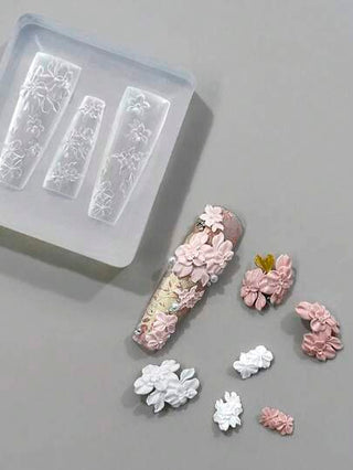 Beautizon Nailartlab قالب سيليكون لفن الأظافر زخرفة الأزهار، أداة تصميم لنقش نمط فن الأظافر، قالب تضريب لمتجر فن الأظافر، ملحق ديكوري ثلاثي الأبعاد