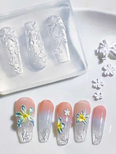 Beautizon Nailartlab قالب سيليكون مزخرف ثلاثي الأبعاد بزهرة واحدة لفن الأظافر بطراز Y2K الإبداعي المنحوت