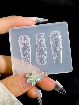 Beautizon Nailartlab قالب سيليكون مزخرف ثلاثي الأبعاد بزهرة واحدة لفن الأظافر بطراز Y2K الإبداعي المنحوت