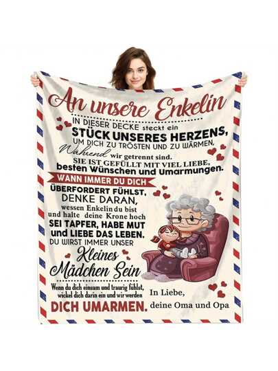 بطانية فلانيل ألماني مريحة - هدية مثالية لحفيدك في عيد ميلاده والذكرى السنوية | ناعمة ودافئة، متعددة الاستخدامات للأريكة أو السرير أو السفر