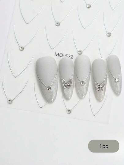 1 قطعة ملصقات أظافر بتصميم القمر الفضي القاضي، مرصعة بألماس تقطيع ثلاثي الأبعاد على شكل نجوم جديدة، بألوان الذهب والفضة