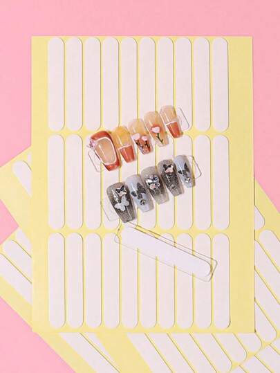 1 قطعة 30 قطعة / 3 قطع 90 قطعة / 5 قطع 150 قطعة ملصقات تدريبية لفن الأظافر بطبقة لاصقة خلفية، شريط لاصق ثنائي الوجه لممارسة الأظافر