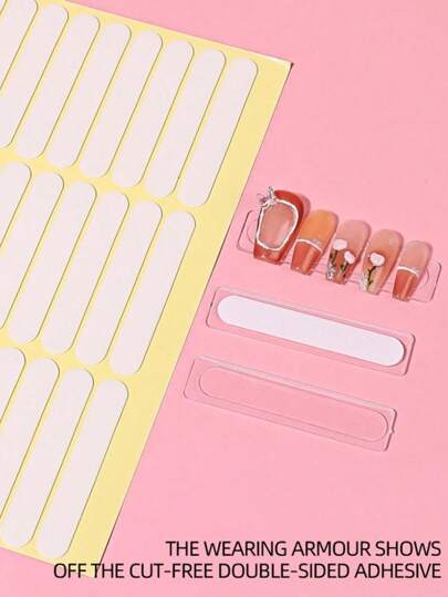 1 قطعة 30 قطعة / 3 قطع 90 قطعة / 5 قطع 150 قطعة ملصقات تدريبية لفن الأظافر بطبقة لاصقة خلفية، شريط لاصق ثنائي الوجه لممارسة الأظافر
