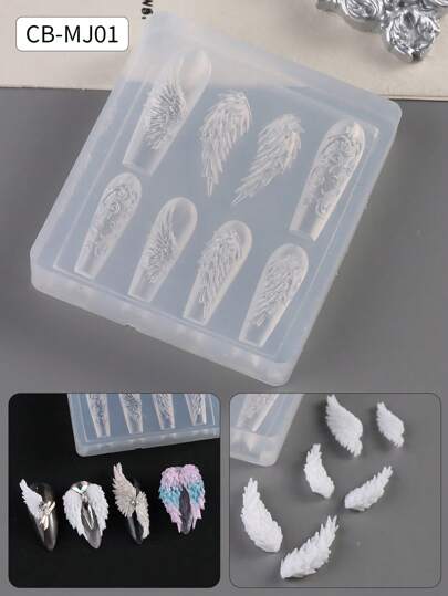 1/ 4 قطع قالب حفر مزخرف من السيليكون لأشكال الملاك والأجنحة والفواكه والكاميليا، أداة مناسبة لتصميم وزخرفة الأظافر النسائية