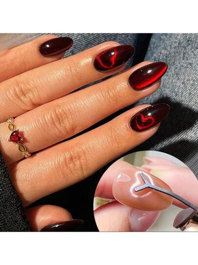 طقم أداة مغناطيس عين القطة الخاصة جدا، مشبك ورق فائق القوة، مغناطيس قلب ثلاثي الأبعاد لعمل أشكال القلب على الأظافر ، أدوات وإكسسوارات أظافر