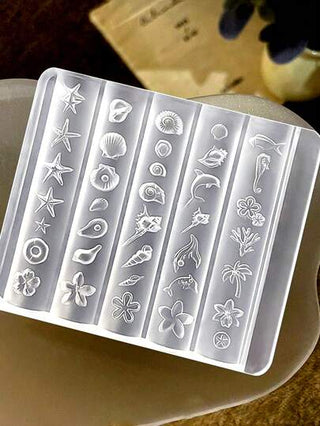 Beautizon Nailartlab 1 قالب من السيليكون على طراز البحر لتزيين الأظافر، قالب لتشكيل الأصداف والنجوم البحرية والأسماك بتصميم ثلاثي الأبعاد، أداة متميزة لتزيين الأظافر في صالون التجميل