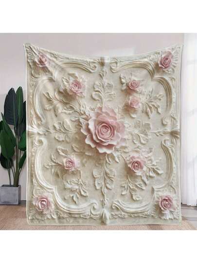 بطانية ريترو أنيقة مطبوعة بنقوش زهور, قماش فلانيل ، وبطانية ديكورية ناعمة من البوليستر مناسبة لجميع المواسم, قابلة للغسيل في الغسالة بأحجام متعددة لغرفة النوم وغرفة المعيشة، هدية مثالية للعائلة والأصدقاء (أعياد الميلاد والأعياد)، تصميم ريترو، صناعة...