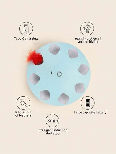 قطعة واحدة من صندوق القطة السحري ذاتي التحريك لتدريب الشعر يناسب القطط لتسليتها وتخفيف الملل لديها