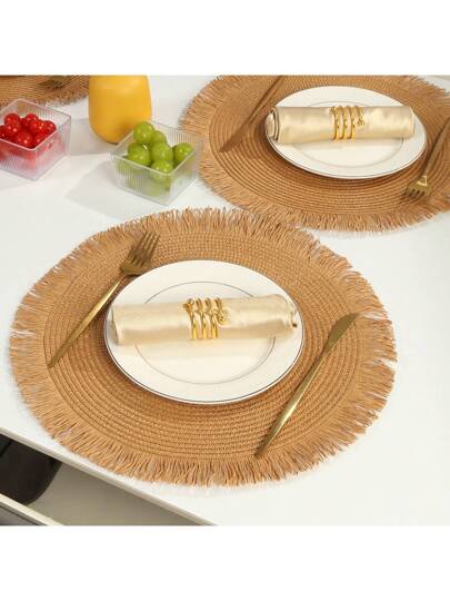 1 قطعة / 4 قطع / 6 قطع / 120 قطعة من بسط التعليق المنسوج، حصير عازل للحرارة، ديكور أدوات المائدة في الفنادق والمطاعم، وسادة مكتب غرفة المعيشة من الورق المنسوج، وسادة مكتب مانعة للانزلاق