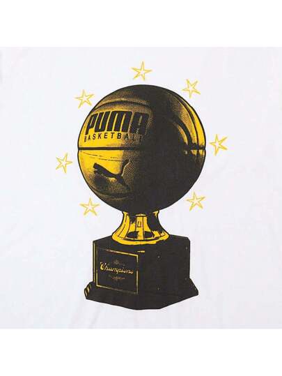 Puma قميص رجالي قصير الأكمام بياقة طاقم مصنوع من التريكو من سلسلة كرة السلة 62482201