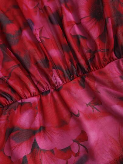 Sweetra فستان قصير أنيق للنساء بطبعة زهرية ثلاثية الأبعاد وزخرفة زهور، صيفي