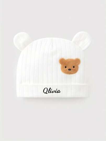 قبعة محبوكة مطرزة بالاسم الشخصي للأطفال حديثي الولادة، للاستخدام اليومي للأولاد والبنات، مقاومة للخدش وداف، مناسبة لجميع الفصول، هدية لحفل استقبال المولود، هدية للرضع