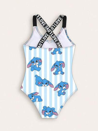 قطعة واحدة من ملابس السباحة بطبعة كرتونية للفتيات