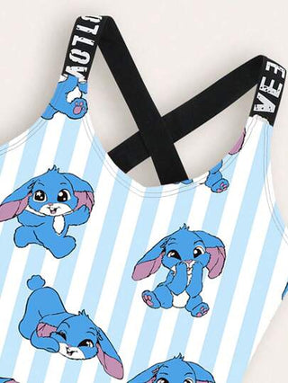 قطعة واحدة من ملابس السباحة بطبعة كرتونية للفتيات