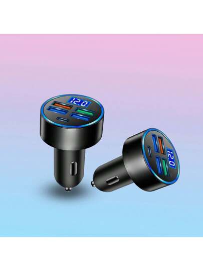 شاحن سيارة متعدد المنافذ 5 بمعيار شحن سريع QC 3.0 ، متوافق مع أجهزة الايفون 16/15/14/13/12 /11، سامسونج اس 20 الترا/نوت 20، بكسل وأجهزة أخرى