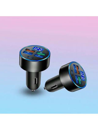 شاحن سيارة متعدد المنافذ 5 بمعيار شحن سريع QC 3.0 ، متوافق مع أجهزة الايفون 16/15/14/13/12 /11، سامسونج اس 20 الترا/نوت 20، بكسل وأجهزة أخرى