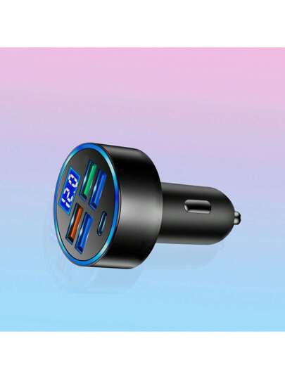 شاحن سيارة متعدد المنافذ 5 بمعيار شحن سريع QC 3.0 ، متوافق مع أجهزة الايفون 16/15/14/13/12 /11، سامسونج اس 20 الترا/نوت 20، بكسل وأجهزة أخرى