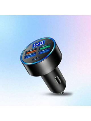 شاحن سيارة متعدد المنافذ 5 بمعيار شحن سريع QC 3.0 ، متوافق مع أجهزة الايفون 16/15/14/13/12 /11، سامسونج اس 20 الترا/نوت 20، بكسل وأجهزة أخرى