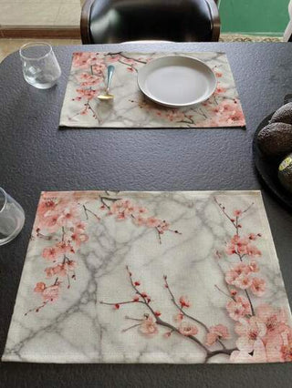 1 قطعة/4 قطع/6 قطع متنوع، مفرش طاولة قماشي كتاني، مفرش طاولة زخرفي بسيط، مفرش طاولة بطبعة أزهار الخوخ الصينية، مفرش للمطاعم والفنادق وحفلات المناسبات، مناسب لتزيين طاولة المنزل طول العام