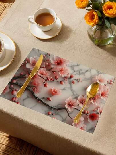 1قطعة/4 قطع/ 6 قطع مجموعة، قماش المطبخ، بسط مائدة كتانية، بساط طاولة زخرفي بسيط، بساط مناسب لرسمة الورد البري الصيني، لديكور غرفة الفندق والمطعم والحفلات، مناسب لديكور أدوات المائدة طوال العام في المنزل
