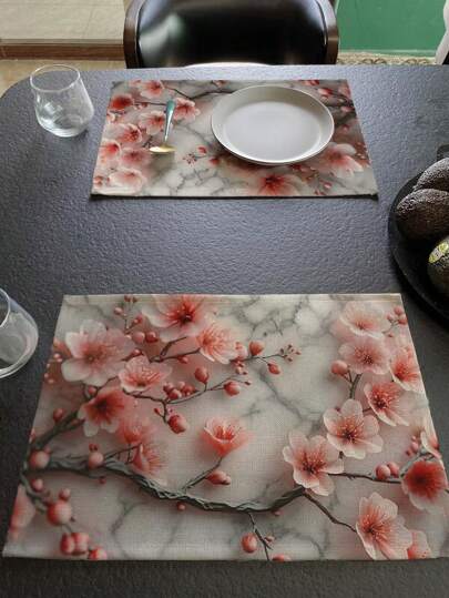 1قطعة/4 قطع/ 6 قطع مجموعة، قماش المطبخ، بسط مائدة كتانية، بساط طاولة زخرفي بسيط، بساط مناسب لرسمة الورد البري الصيني، لديكور غرفة الفندق والمطعم والحفلات، مناسب لديكور أدوات المائدة طوال العام في المنزل