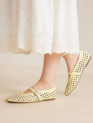 MOTF PREMIUM أحذية بلية لليزر البالوني والمنفذة المفرغة، أحذية ماري جين أنيقة وبسيطة للنساء ذات طراز كاجوال مريح