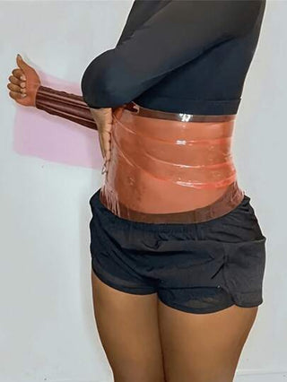 1 قطعة من أربطة الخصر الكبيرة باللونين الأزرق والوردي ، مخصصة للتخسيس أثناء التمرين ، حزام التبخير الوردي للمساعدة على زيادة التعرق ، ملحق لياقة تجهيز اليوغا، بطول 128 سم