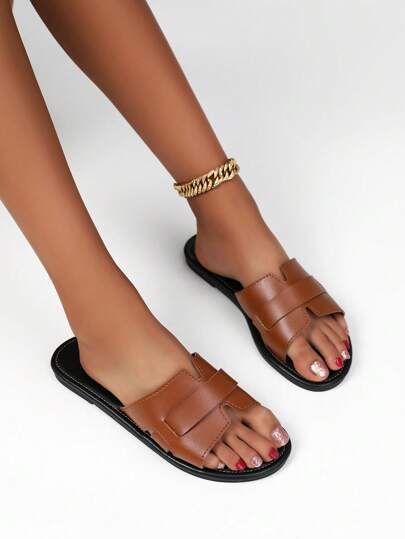 صندل نسائي مريح وأنيق بتصميم بسيط، صندل صيفي للاستعمال الكاجوال والحفلات ذو فتحة للأصابع، صندل شاطئي للاستعمال الخارجي والداخلي