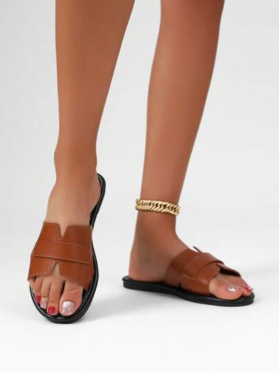 صندل نسائي مريح وأنيق بتصميم بسيط، صندل صيفي للاستعمال الكاجوال والحفلات ذو فتحة للأصابع، صندل شاطئي للاستعمال الخارجي والداخلي