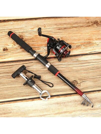 طقم صيد سمك كامل، صيد بطول 1.8 متر ، اختيار لون أخضر أو أحمر، بكرة مطابقة، إلقاء سلس