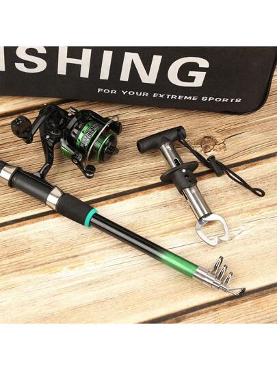 طقم صيد سمك كامل، صيد بطول 1.8 متر ، اختيار لون أخضر أو أحمر، بكرة مطابقة، إلقاء سلس