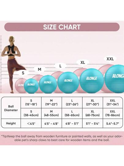 كرة يوجا فائقة السمك، كرات لياقة بحجمين، كرسي كرة ثقيلة الاستخدام للتوازن والثبات والحمل، تشمل مضخة سريعة