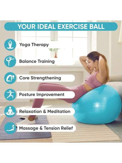 كرة يوجا فائقة السمك، كرات لياقة بحجمين، كرسي كرة ثقيلة الاستخدام للتوازن والثبات والحمل، تشمل مضخة سريعة