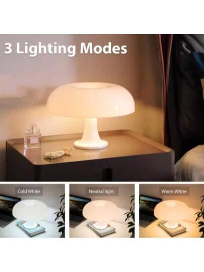 1 قطعة لمبة طاولة ديكورية بشكل فطر LED حديثة بسيطة، قابلة للتخفيف من 3 ألوان، البرتقالي/الأبيض، لمبة طاولة فنية رومانسية حديثة، تعمل بالطاقة عبر USB، إضاءة محيطية لديكور المنزل، مناسبة لغرفة النوم والمعيشة والكافيه