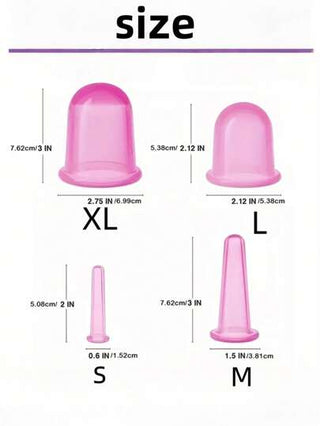 4 قطع طقم تدليك وجه من السيليكون، لرعاية البشرة والاسترخاء - خالي من العطور، كؤوس تدليك يدوية بالشفط، أدوات تجديد البشرة والوجه سهلة الاستخدام