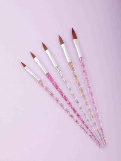 طقم فرش فن الأظافر ، أقلام رسم الأظافر ، 5 قطع أقلام فرش ذات مقبض براق لفن الأظافر ، فرشاة تصميم الأظافر ، أدوات رسم وتصميم الأظافر ، لاستخدام المنزلي والصالونات المهنية للأظافر