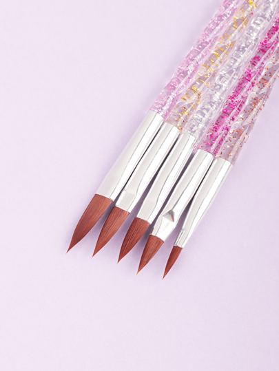 طقم فرش فن الأظافر ، أقلام رسم الأظافر ، 5 قطع أقلام فرش ذات مقبض براق لفن الأظافر ، فرشاة تصميم الأظافر ، أدوات رسم وتصميم الأظافر ، لاستخدام المنزلي والصالونات المهنية للأظافر