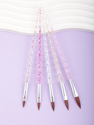 طقم فرش فن الأظافر ، أقلام رسم الأظافر ، 5 قطع أقلام فرش ذات مقبض براق لفن الأظافر ، فرشاة تصميم الأظافر ، أدوات رسم وتصميم الأظافر ، لاستخدام المنزلي والصالونات المهنية للأظافر